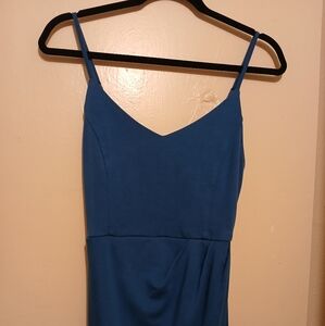 Elegant Blue Spaghetti Strap Dress